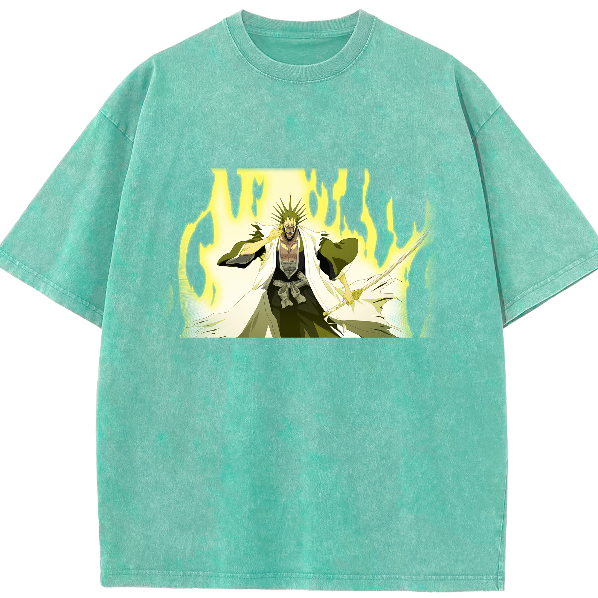 （画像用） ブリーチ ざらき けんぱち BLEACH Zaraki Kenpachi 綿100% ヴィンテージ風 半袖Tシャツ（フロントプリント）